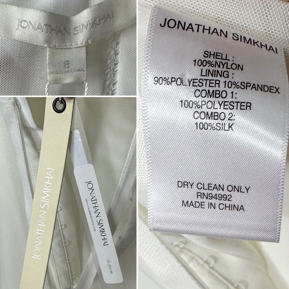 NWT JONATHAN SIMKHAI Threaded Lace Tulle Ruffle dress Size 8 - Picture 9 of 16